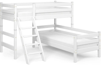 Детская угловая кровать Соня-8, с наклонной лестницей, белый