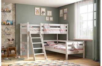 Детская угловая кровать Соня-8, с наклонной лестницей, белый