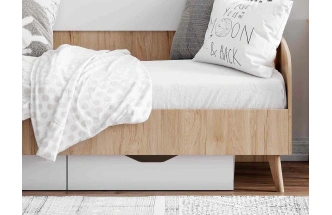 Модульная спальня молодежная Калгари, композиция 1, дуб светлый / белый матовый