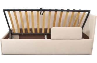 Кровать односпальная Хеппи-2, мягкая, велюр Мора бежевый