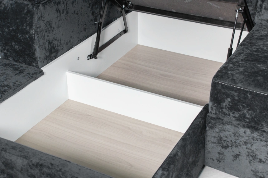 Диван угловой Бруно, ткань Kioto grafit, угол левый