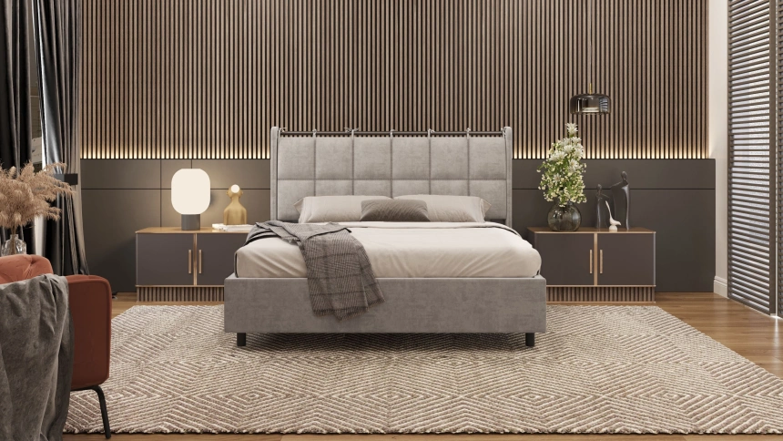 Кровать Женева 3, мягкая,двуспальная, 160x200, Ловерс 06