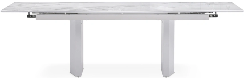 Обеденный раздвижной стол Монерон, 200(260)x100x77, стекло, белый мрамор / белый