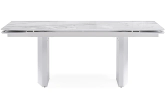 Обеденный раздвижной стол Монерон, 200(260)x100x77, стекло, белый мрамор / белый