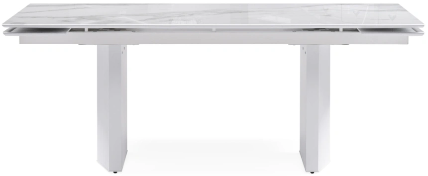 Обеденный раздвижной стол Монерон, 200(260)x100x77, стекло, белый мрамор / белый