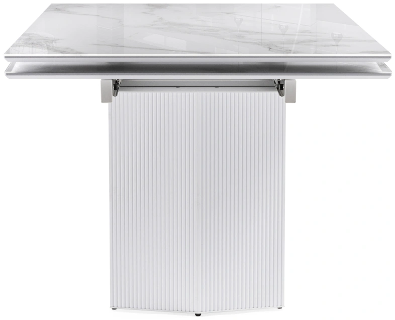Обеденный раздвижной стол Монерон, 200(260)x100x77, стекло, белый мрамор / белый