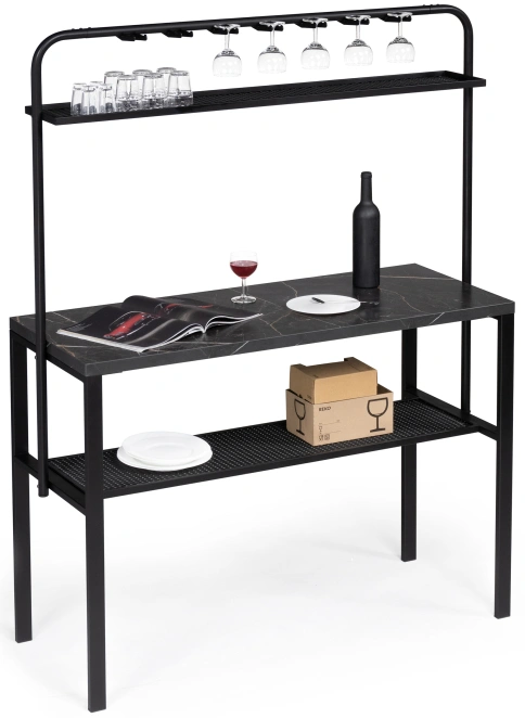 Барный стол Нари, 120х50х171, файерстоун / черный матовый