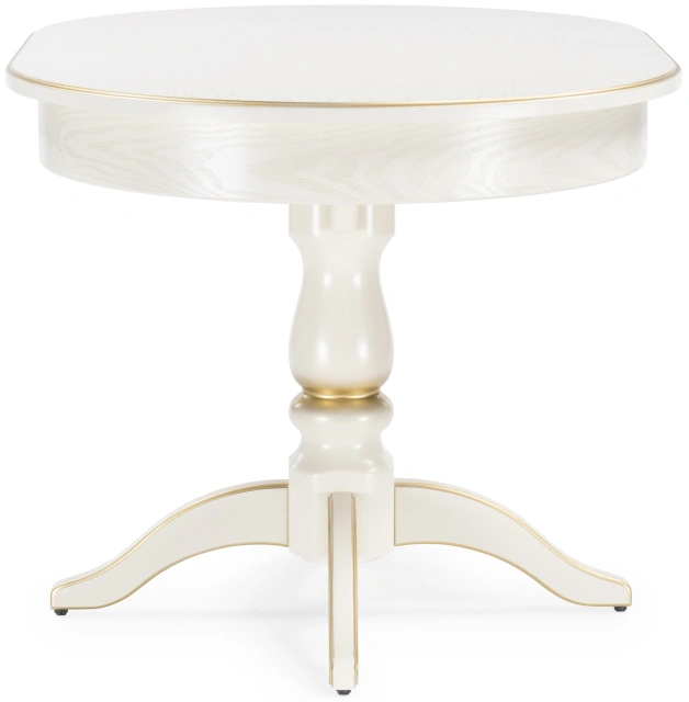 Кухонный раздвижной стол Сайрус, 120(160)х84х76, слоновая кость / золото