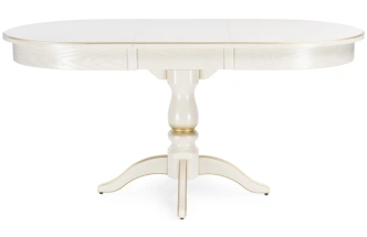 Кухонный раздвижной стол Сайрус, 120(160)х84х76, слоновая кость / золото