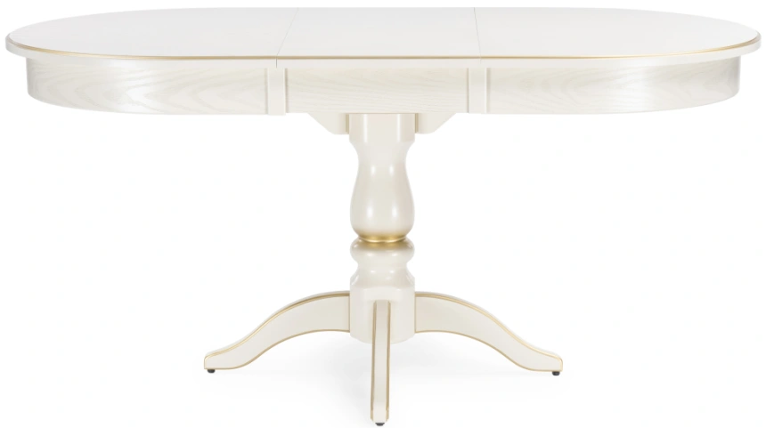 Кухонный раздвижной стол Сайрус, 120(160)х84х76, слоновая кость / золото