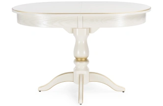 Кухонный раздвижной стол Сайрус, 120(160)х84х76, слоновая кость / золото