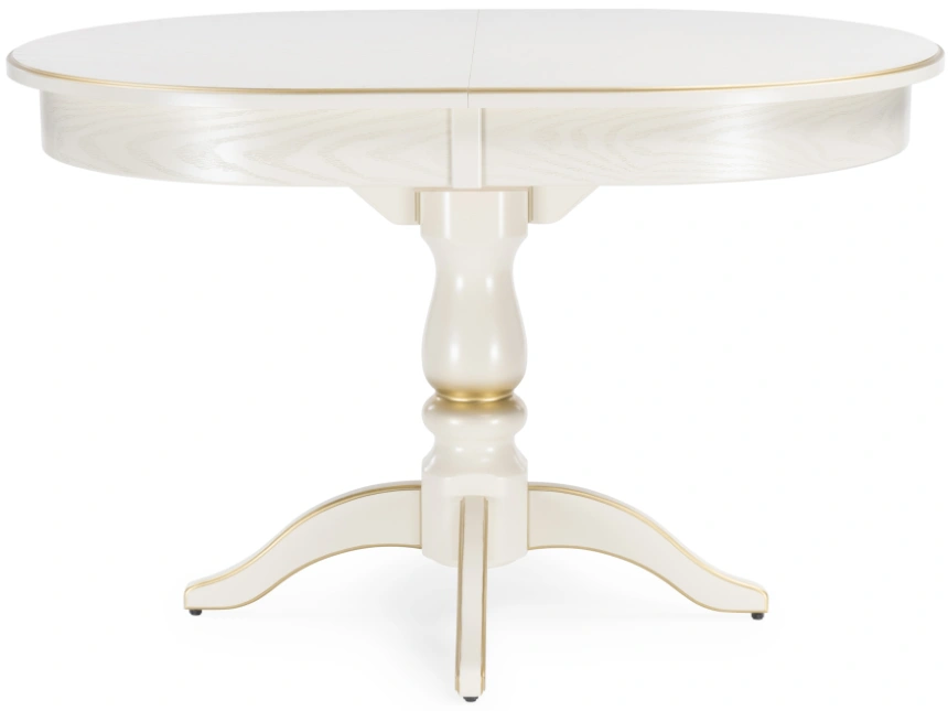 Кухонный раздвижной стол Сайрус, 120(160)х84х76, слоновая кость / золото