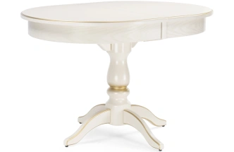 Кухонный раздвижной стол Сайрус, 120(160)х84х76, слоновая кость / золото