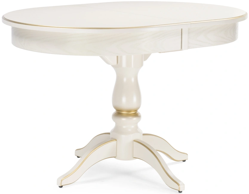 Кухонный раздвижной стол Сайрус, 120(160)х84х76, слоновая кость / золото