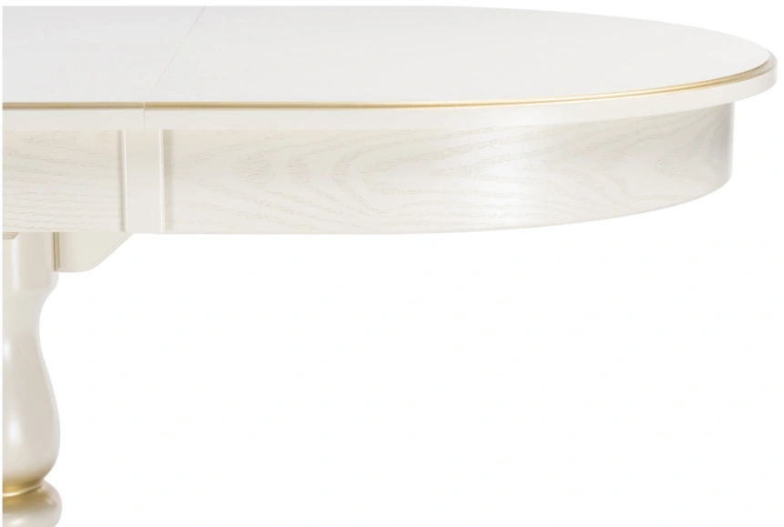 Кухонный раздвижной стол Сайрус, 120(160)х84х76, слоновая кость / золото