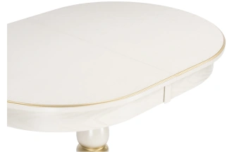 Кухонный раздвижной стол Сайрус, 120(160)х84х76, слоновая кость / золото