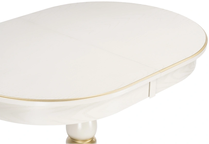 Кухонный раздвижной стол Сайрус, 120(160)х84х76, слоновая кость / золото