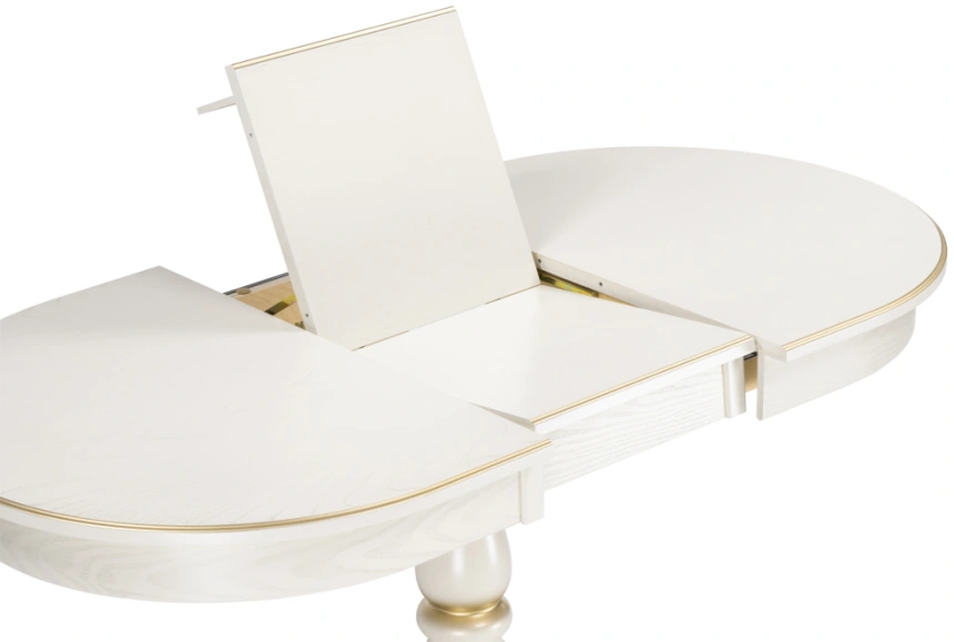 Кухонный раздвижной стол Сайрус, 120(160)х84х76, слоновая кость / золото