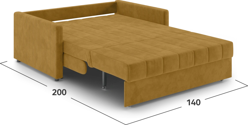 Диван прямой Хилтон 140, модель 139, Ultra Mustard (соломенный) / венге