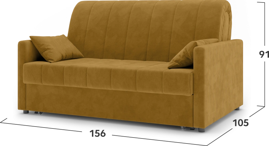 Диван прямой Хилтон 140, модель 139, Ultra Mustard (соломенный) / венге