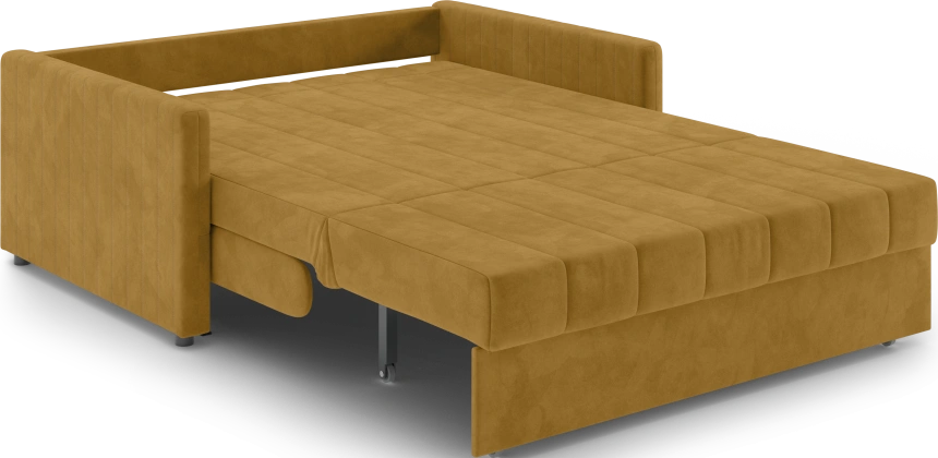 Диван прямой Хилтон 140, модель 139, Ultra Mustard (соломенный) / венге
