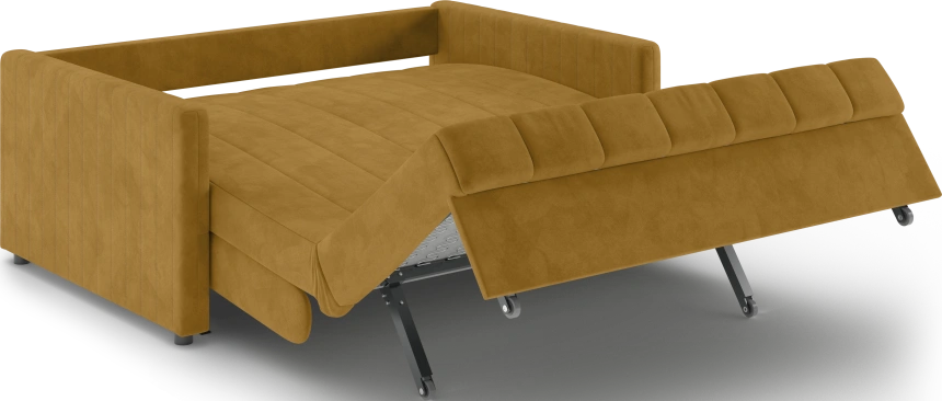 Диван прямой Хилтон 140, модель 139, Ultra Mustard (соломенный) / венге