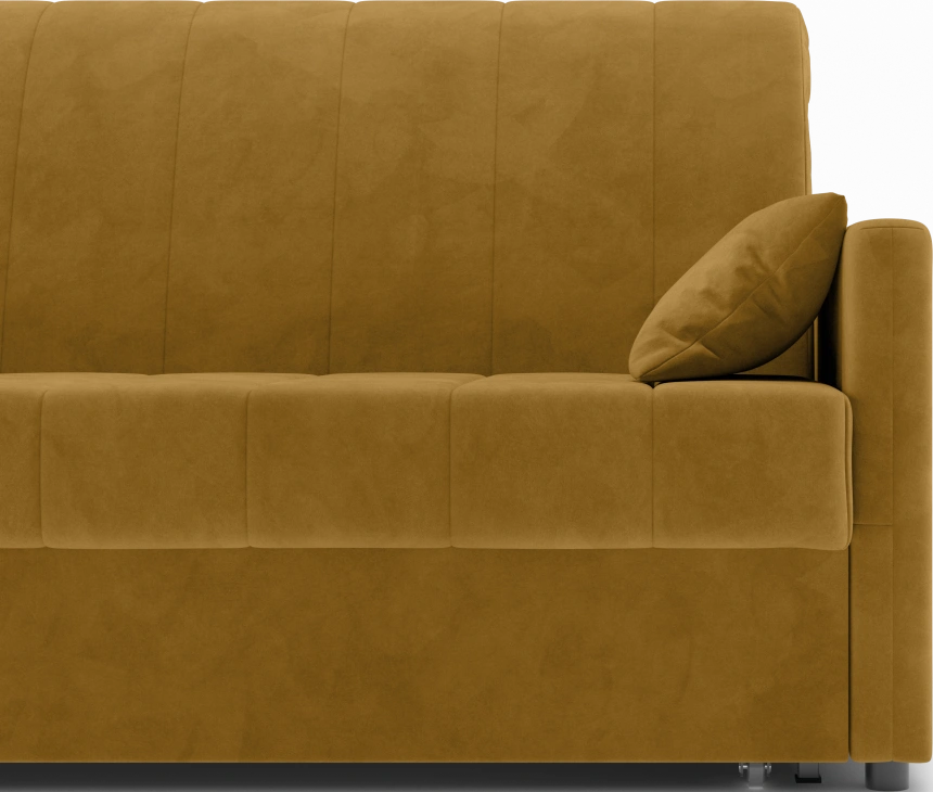 Диван прямой Хилтон 140, модель 139, Ultra Mustard (соломенный) / венге