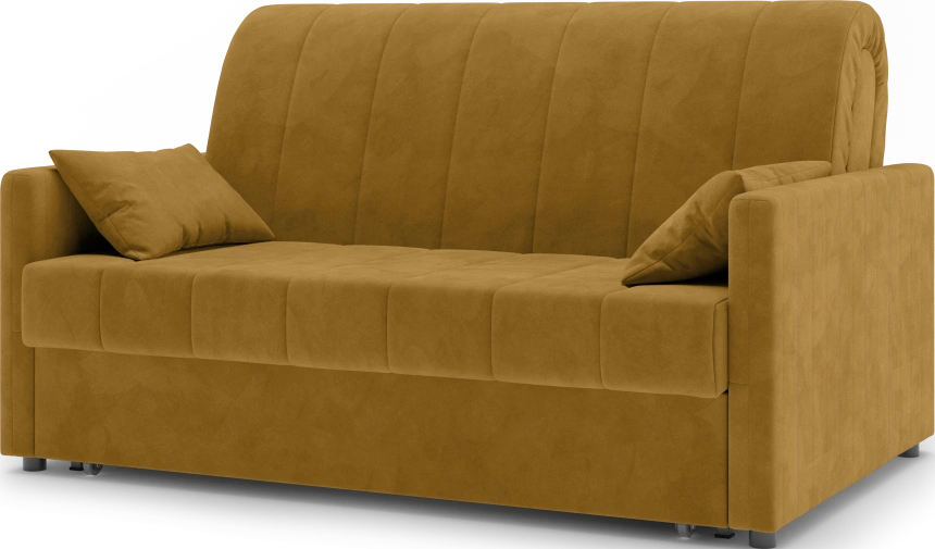 Диван прямой Хилтон 140, модель 139, Ultra Mustard (соломенный) / венге