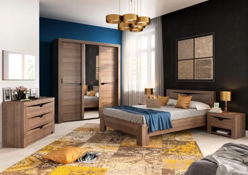 Шкаф-купе трехдверный Соренто, с зеркалом, дуб стирлинг