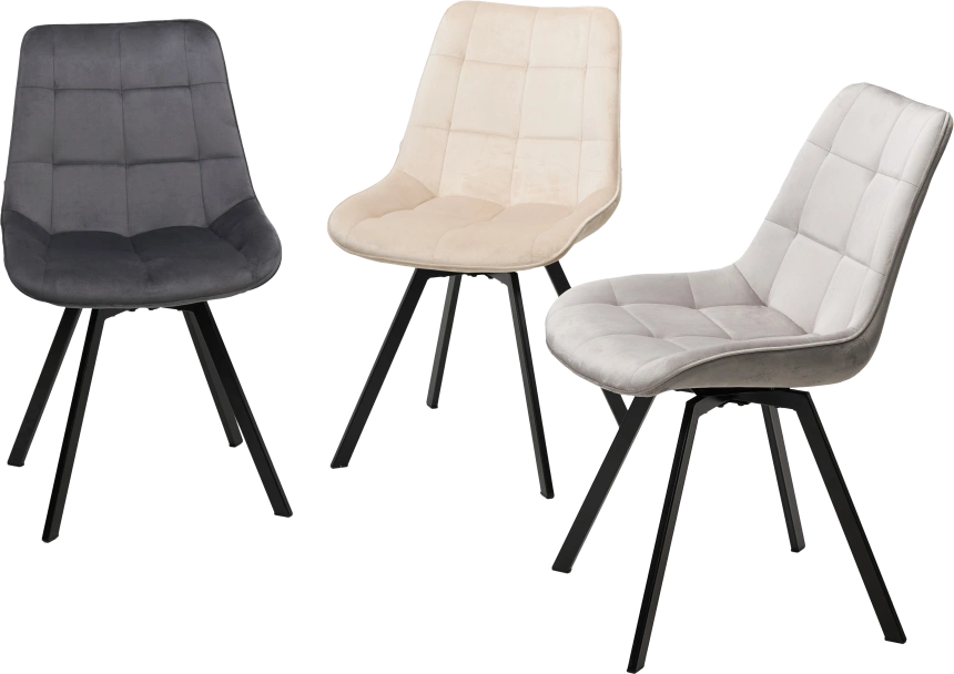 Стул Corn, мягкий, поворотный, G062-40 серый, велюр, черный каркас