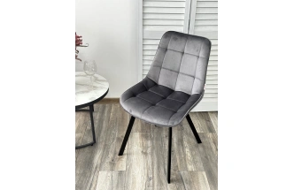 Стул Corn, мягкий, поворотный, G062-40 серый, велюр, черный каркас