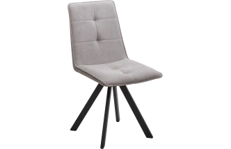 Стул Bronx, мягкий, поворотный, B22 Серый, велюр, черный каркас