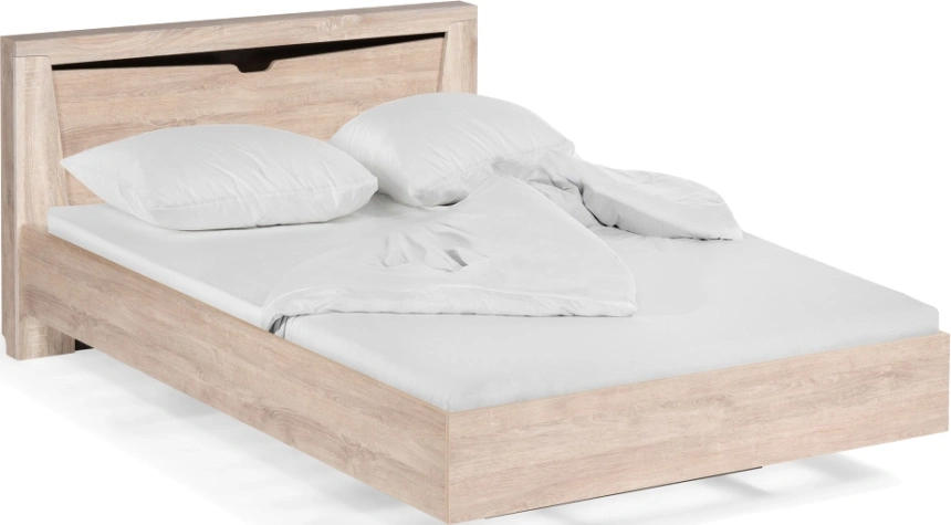 Полутороспальная кровать Магантия, 140x200, с ПМ, парящая, дуб баррик