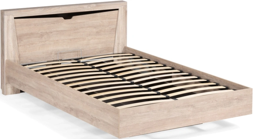 Полутороспальная кровать Магантия, 140x200, с ПМ, парящая, дуб баррик