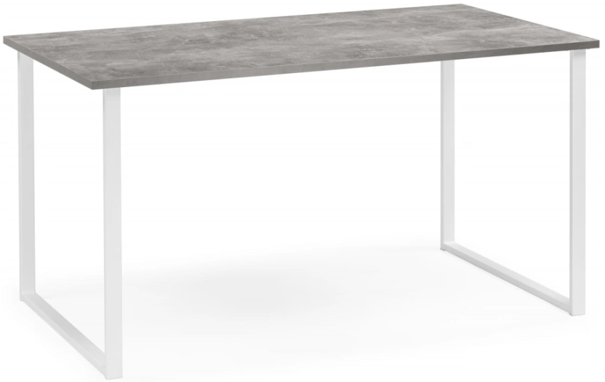 Обеденный стол Лиман, 140 x 80, бетон светлый / белый матовый