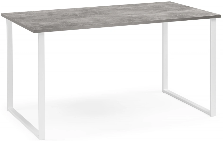 Обеденный стол Лиман, 140 x 80, бетон светлый / белый матовый