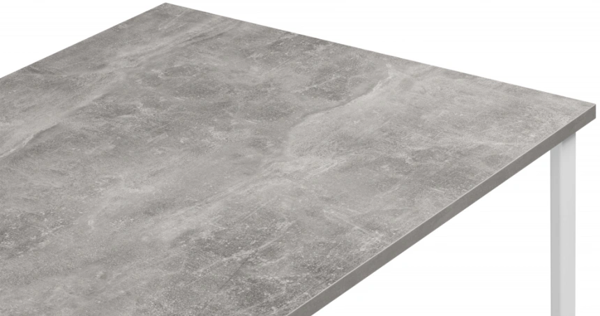 Обеденный стол Лиман, 140 x 80, бетон светлый / белый матовый