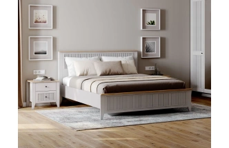 Кровать Валенсия 140, полутораспальная, персидский жемчуг / дуб натуральный светлый