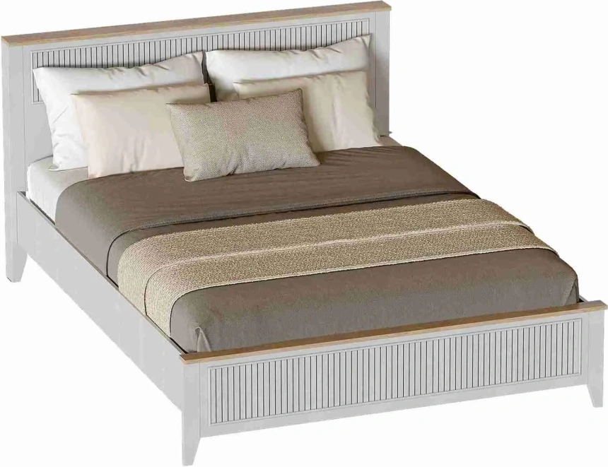 Кровать Валенсия 140, полутораспальная, персидский жемчуг / дуб натуральный светлый