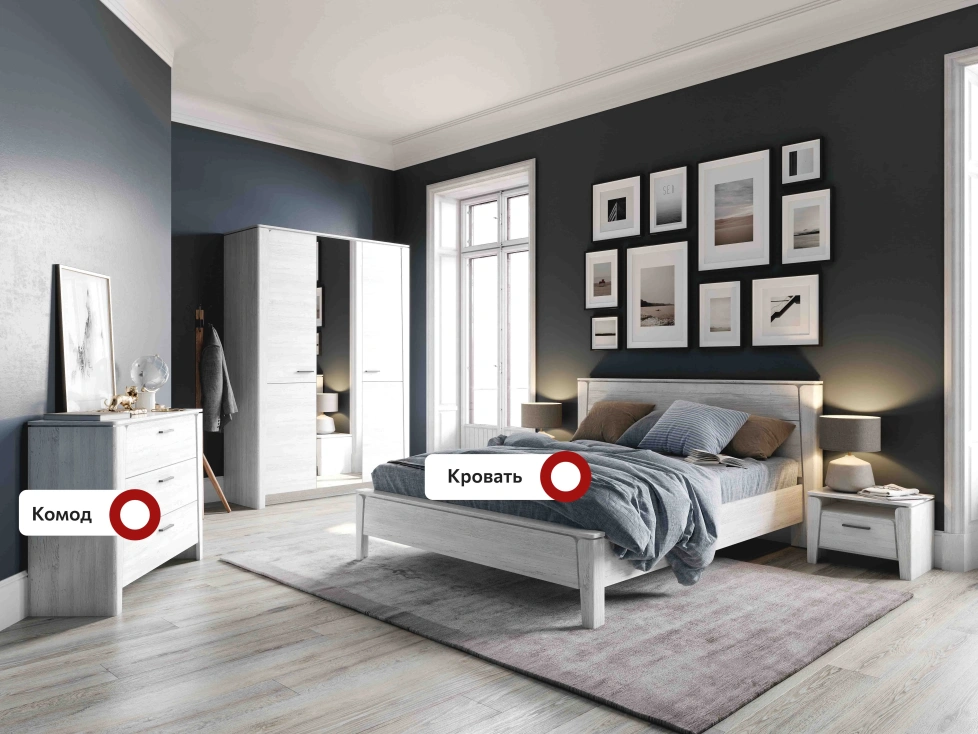 Спальный гарнитур Мальта, композиция #2, дуб винтерберг