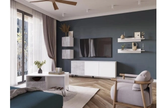 Шкаф навесной Эннис, белый / бетон светлый