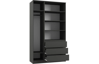 Шкаф трехдверный Мадера, распашной для одежды, ЛДСП, графит новый