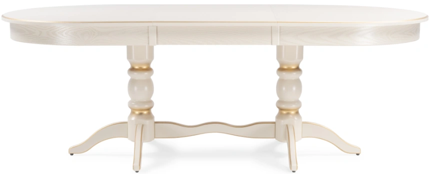 Обеденный раздвижной стол Дейвер, 160(220)х100х76, слоновая кость / золото