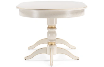 Обеденный раздвижной стол Дейвер, 160(220)х100х76, слоновая кость / золото