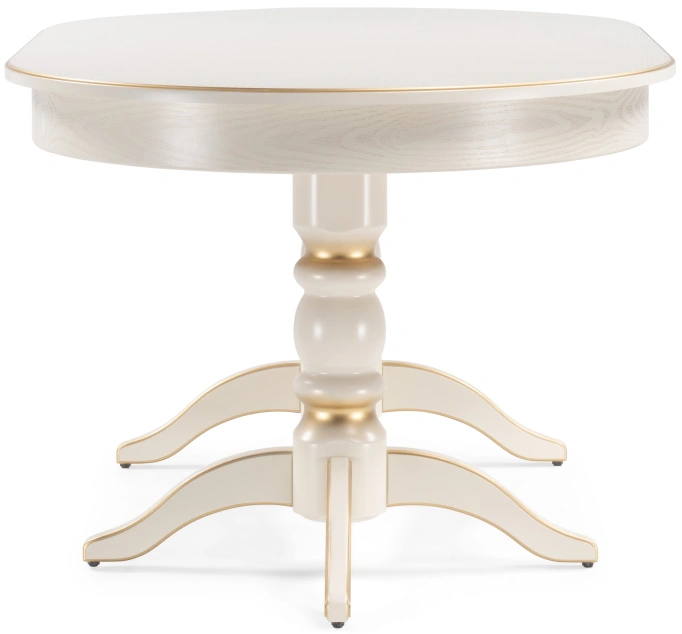 Обеденный раздвижной стол Дейвер, 160(220)х100х76, слоновая кость / золото