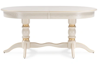 Обеденный раздвижной стол Дейвер, 160(220)х100х76, слоновая кость / золото