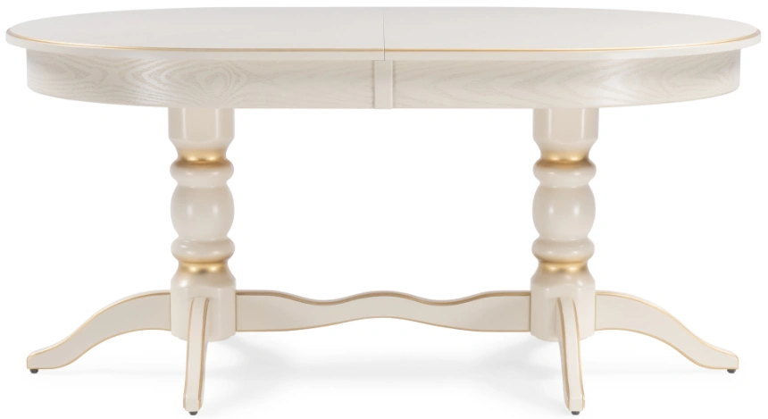 Обеденный раздвижной стол Дейвер, 160(220)х100х76, слоновая кость / золото