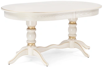 Обеденный раздвижной стол Дейвер, 160(220)х100х76, слоновая кость / золото