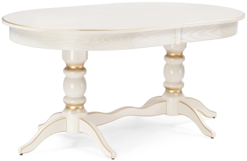 Обеденный раздвижной стол Дейвер, 160(220)х100х76, слоновая кость / золото