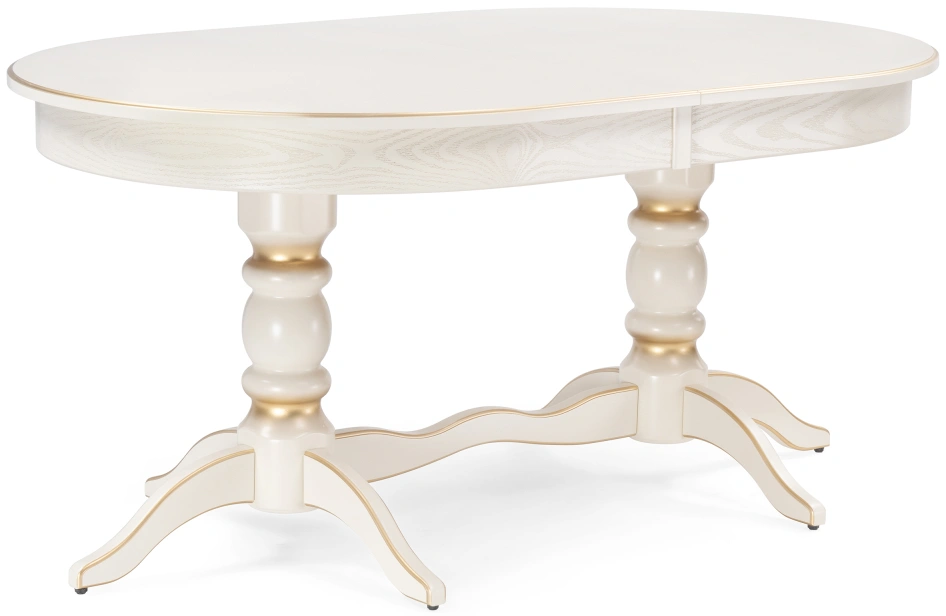 Обеденный раздвижной стол Дейвер, 160(220)х100х76, слоновая кость / золото